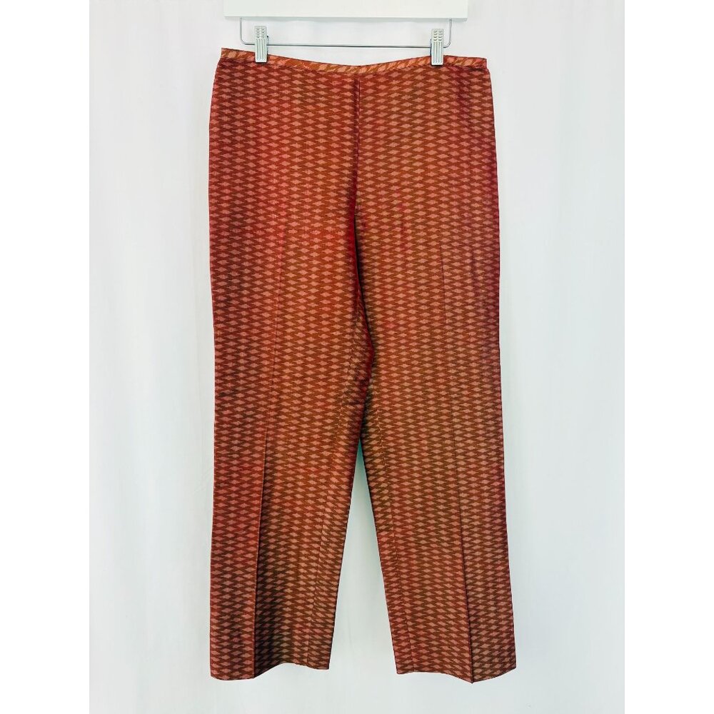 Dosa Silk Pink Tan Geometric Print Pants Women's Sz 3